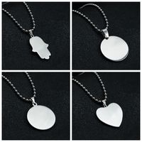 Blank Round Pendant Necklace Stainless Steel Heart Shape Mir...