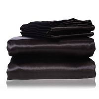2017 New Silk Flat Sheet Fijó Fundas de almohadas Twin Full Reina King Tamaños Nestl Setding Conjunto de Bolsillo Profundo Negro