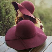 2017 New Pagenkäppi Frauen Wide Brim Felt Bowler Fedora-Hut Floppy Sun Bowknot Cloche Cap Frauen-Large Hat 10 Farben im Freien