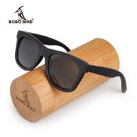 BOBO BIRD Sunglasses Men Retro Ebony Wooden Frame with Grey ...
