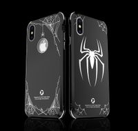 Schokbestendig Ultra Licht Dunne 3D Spider Metalen Telefoon Shell Gloss Black Metallic Back Cover Case voor iPhone X 7 Plus Samsung S9 Note8