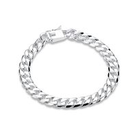 8MM side chain hand chain - male money sterling silver plate...