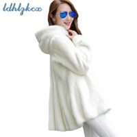 Pelzmantel Frauen Schwarz und Weiß Plus Größe Langarm Kapuzenpelz Jacke 2018 Winter Neue Koreanische Büro Chic Dicke Kleidung LD650
