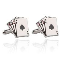 1 пара моды Vintage 4A покер запонки для мужчин высокое качество изысканный изысканный из нержавеющей стали серебряный манжеты костюмы свадебный подарок