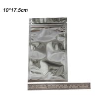 100 Pieces 10*17.5cm Clear Front Silver Aluminum Foil Mylar Packing Bags Retail Clear Plastic Zipper Zip Lock Packaging Food Grade Bag Pack