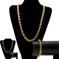 10MM Hip Hop Twisted Rope Chains Jewelry set Gold Silver plated Thick Heavy Long Necklace bracelet Bangle For Men s Rock Jewelry