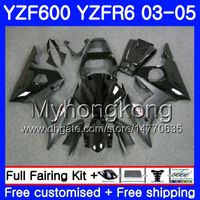 Kropp för Yamaha YZF600 YZF R6 03 04 05 YZFR6 03 Bodywork 228HM.2 YZF 600 R 6 YZF-600 YZF-R6 Factory Black Hot 2003 2004 2005 Fairings Kit