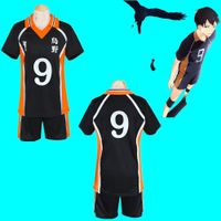 Asiatische Größe Japan Anime Haikyuu Karasuno High School Jersey Karasuno Volleyball Nr. 9 Polo Shirt Cosplay Kostüm Uniformen
