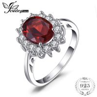 JewelryPalace Princesa Diana 3.4ct Natural Red Garnet Red Anel 925 Sterling Prata Anel Mulheres Moda Luxo Natural Stone Jóias D1892005