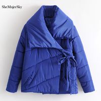 SheMujerSky Winter Parka Women Blue Irregular Jackets Women&...