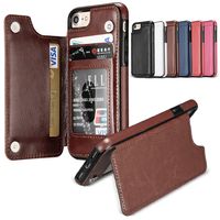 Kreditkort Slot Läderfodral för Samsung Note 20 S21 S22 Plus PU Flip Cover Wallet Väska till iPhone 13 12 11 Pro Max XS XR med Opp Bag
