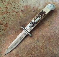 İyi Hubertus Guardian Oto Katlama Bıçak kenar Oto bıçak Kenar Boynuz Sap Eylem Pocket Flolding Kamp İtme bıçak Kesici alet