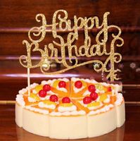 Four Color Crystal Rhinestone Glänsande Grattis på födelsedagen Party Decor Cake Topper Anniversary Kids Cakes Topper