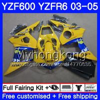 Lichaam voor Yamaha YZF-600 Blue Camel YZF-R6 03 YZF R6 Geel 2003 2004 2005 Carrosserie 228HM.38 YZF 600 R 6 YZF600 YZFR6 03 04 05 Backings Kit