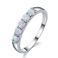 925 Sterling Silver Filled Best Wedding Bands Jewelry Unique Round White Fire Opal Rings For Women Lover Gift