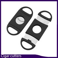 Pocket Plastic Stainless Steel Double Lame Cigar Cutter Coltello Forbici Tabacco Nero Nuovo # 2780 0266233-1