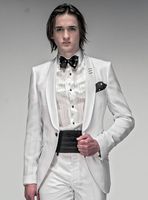 Wholesale Custom Made Newest Ivory One Button Wedding Groom Tailcoat Men Suits Wedding Prom Dinner Best Man Blazer Jacket Tie Vest Pants A A