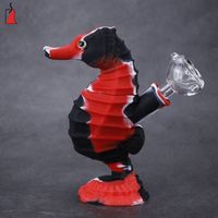 Silicone seahorse hand pipe with glass bowl smoking pipes oil dab rig water bong bubbler Dry Herb Vaporizer VS gas mask bong