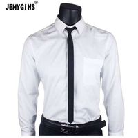 Jemygins Original Corbata de 2 pulgadas Llanco Negro Negro Para Traje Cuello Pegado Corbata Para Hombres Slim Lazo Party Bussiness