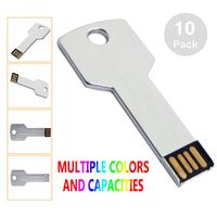 Gümüş 10 ADET / GRUP Metal Anahtar 4G 8G 16G 32G USB 2.0 Flash Sürücüler Flaş Kalem Sürücü Depolama Bilgisayar Laptop için Macbook Thumb Kalem Memory Stick