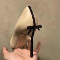 40 colors women pumps sexy designer shoes large size 33 34 to 40 41 42 43 elegant bowtie real leather high heels nude pink