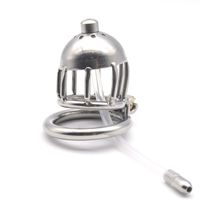 Stainless Steel Male Chastity Device Cock Cage With Silicone Urethral Catheter Spike Ring BDSM Sex Toys For Men Sex Slave Penis Lock