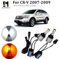 Signal de drlturn Dual-couleur Dual-Color gratuit pour Honda CR-V CRV Signaux de virage Auto Ampoules à LED Blanc Lampes jaunes WY21W 7440