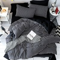 Solstice Home Textile Black White Streifen Bettw￤sche Set Girl Teen Jungen Bettw￤sche Bettw￤sche Bettdecke Kissenbezug Bettlaken King Twin 3-4pcs