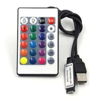 Controlador USB DC5V RGB LED Mini 24key 12A RF Control remoto inalámbrico para RGB 3528 5050 SMD Iluminación de cinta de tira LED