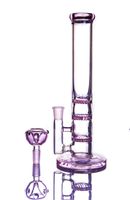 Roze Bong Girly Honeycomb Hookahs Glass Water Pijpen 3 Lagen Leuke DAB BONG 11 INCHES EN 14 MM-gewricht