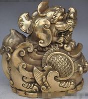 8 "La Cina fengshui ottone ricchezza moneta moneta Kirin Unicorn Kylin Pixiu statua di bestia