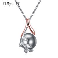Dropshipping Charms Pendants Rose Gold Plate Pave Grey Pearl Cubic Zircon Crystal Jewelry Jewelry Collana pendente per le donne