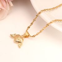 Lovable Love Heart Ear Pendant Necklaces Romantic Jewelry 14 k Fine Gold Filled Womens Wedding gift Girlfriend Wife Gifts