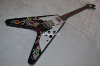 HOT!!!! Top Quality 1959 Korina Electric Flying V Guitar Design and color and black Tiger Flame Maple TopChina guitar Factory2018
