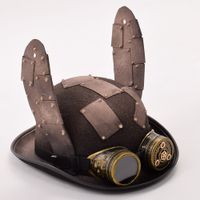 Lolita Steampunk-Top-Hut für Frauen Männer mit abnehmbaren Goggle Retro-Patch-Getriebe Fedora-Kopf tragen