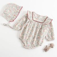Autumn 2020 Baby Girl Rompers with Hats Toddler Cute Long Sleeve Romper Suit Online Shopping Cotton Baby Floral Romper 18080601