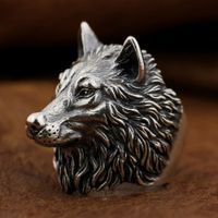 LINSION 925 Sterling Silver Wolf Ring Handmade Huge Heavy Me...