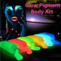 10colors/lot Neon light Glow in the dark Pigment Body Painting,Halloween/Party Glowing Paint Fluorescent UV body art Make up pigment