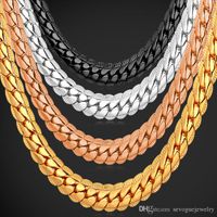 18K Real Gold Plated Necklace With &quot;18K&quot; Stamp Men Jewelry Wholesale New Trendy Chunky Snake Chain Necklace 18&#039;&#039;-26&#039;&#039;