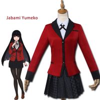Novo Anime Kakegurui Yumeko Jabami Trajes Cosplay Do Dia Das Bruxas Japonês Meninas Da Escola Uniforme Conjunto Completo Jaqueta + Camisa + Saia + Meias + Gravata