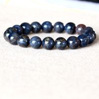 Echte natürliche dunkelblaue Pieterssite Namibia Stretch Herren Armband Runde Perlen 10mm 05034