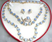 Set envío 4 PCS de 18 quilates chapado en oro pendiente de la pulsera del ópalo Collar Stud mujeres anillo Jewelryfree