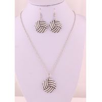 Sporty Jewelry Set Volleyball Shape Design With Sparkling Cr...