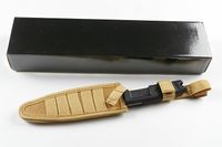 Specialerbjudande Utomhusöverlevnad Straight Knife 8CR13mov Titanbelagd blad ABS Gummihandtag Fasta bladknivar med nylonskede