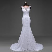 Heißer verkauf kostenloser versand elegant schöne spitze blumen meerjungfrau brautkleider vestidos de noiva robe de mariage brautkleid
