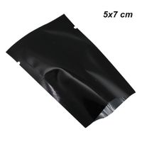 200pcs 5x7 cm Black Open Top Mylar Foil Vacuum Heat Seal Food Storage Packing bag for Snack Dried Nuts Aluminum Foil Heat Sealing Pack Pouch