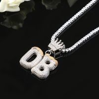 Custom Name Crown Snow Top Cone Bubble Letters Necklaces & Pendant With Tennis Chain Men&#039;s Zircon Hip Hop Jewelry Merry Christmas Gift