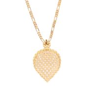 24K Gold Plating Big Leaf Pendant Necklace Middle East Jewel...
