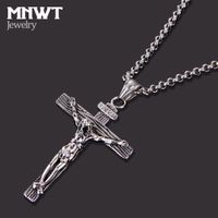 MNWTクロスネックレスInri Crucifix Jesus Peatsペンダントゴールド/古代シルバーカラーステンレススチールメンズチェーンカトリックジュエリーギフト