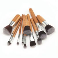 1set doğal bambu kolu yüz makyaj fırçaları temeli allık alımlı toz fırça aletleri çanta ile satmak
